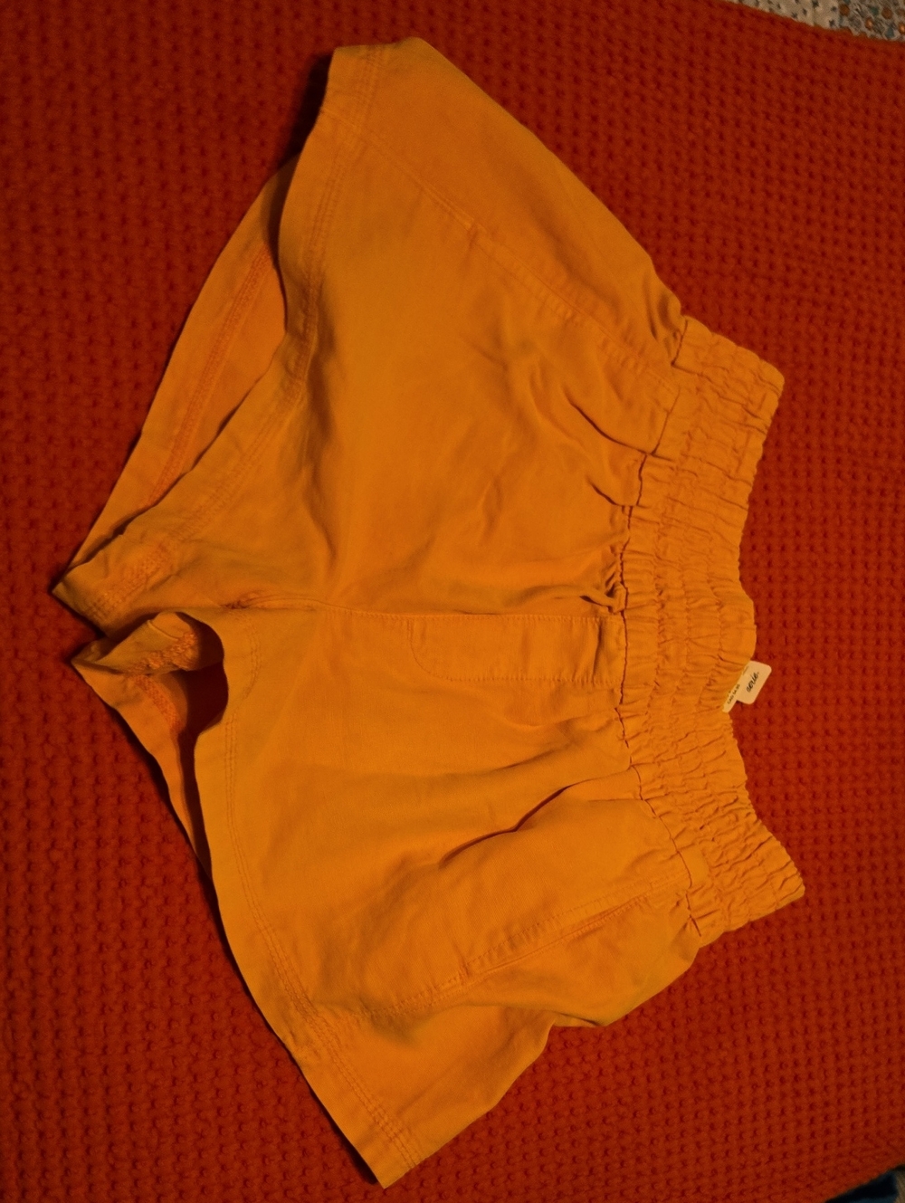 Casual Elastic Waist Orange Shorts